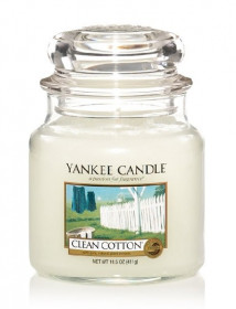 Aromatická svíčka, Yankee Candle Clean Cotton, hoření až 75 hod