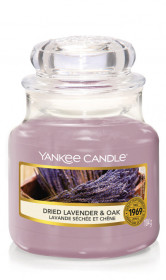 Aromatická svíčka, Yankee Candle Dried Lavender & Oak, hoření až 30 hod