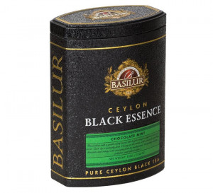 Aromatizovaný černý čaj, Basilur Black Essence Chocolate Mint, plechová dóza, sypaný, 100 g