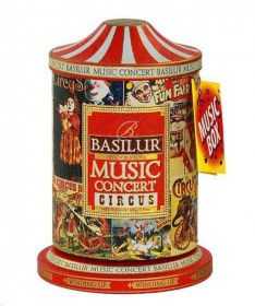 Aromatizovaný černý čaj, Basilur Concert Circus, plechová hrací skříňka, sypaný, 100 g