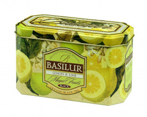 Aromatizovaný černý čaj, Basilur Magic Lemon and Lime, plechová dóza, porcovaný, 20 sáčků