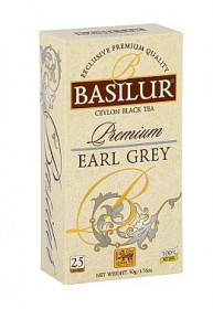 Aromatizovaný černý čaj, Basilur Premium Earl Grey, porcovaný bez přebalu, 25 sáčků