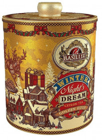 Aromatizovaný černý čaj, Basilur Winter Night's Dream Golden Hour, plechová dóza, sypaný, 100 g