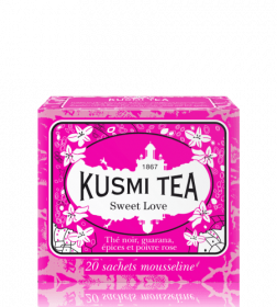 Aromatizovaný černý čaj, Kusmi Tea Sweet Love, porcovaný, 20 sáčků