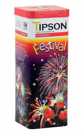 Aromatizovaný černý čaj, Tipson Festival Raspberry, plechová dóza, sypaný, 75 g