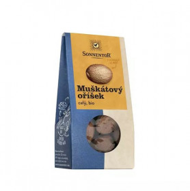 BIO koření, Sonnentor Muškátový oříšek celý, Myristica fragrans, krabička, 25 g