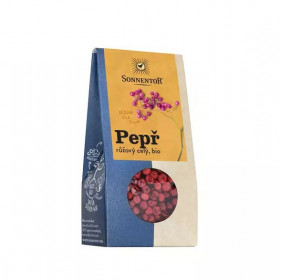 BIO koření, Sonnentor Pepř růžový celý, Schinus terebinthifolius Raddi, krabička, 20 g