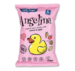 Bio kukuřičné křupky ANGELINA s mrkví a jablkem, 4 x 15 g