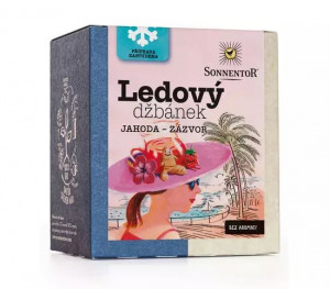 BIO ovocný čaj, Sonnentor Ledový džbánek Jahoda - zázvor, porcovaný, 16 pyramidálních sáčků