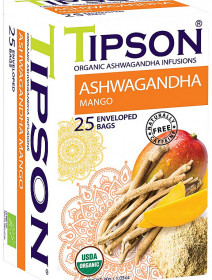 Bylinný čaj, Tipson Bio Ashwagandha Mango, porcovaný, 25 sáčků