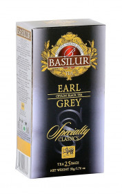 Černý čaj, Basilur Specialty Earl Grey, porcovaný bez přebalu, 25 sáčků