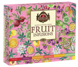 Dárková kolekce čajů, Basilur Fruit Infusions Assorted Vol. 2, papírová kazeta, porcovaný, 60 sáčků