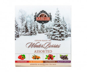Dárková kolekce čajů, Basilur Winter Berries Assorted, papírová kazeta, porcovaný, 40 sáčků