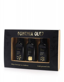 Dárková sada hořčičného, vlašského a sezamového oleje, Bohemia olej, 3 x 100 ml