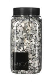 Dekorační kameny v dóze, Mica, 650 ml, velikost 5 - 10 mm, světle šedé