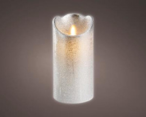 Dekorativní LED svíčka, teplá bílá, rozměr 7.5 x 15 cm, stříbrná