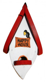 Dřevěná závěsná ptačí budka, Vogelvilla Happy Hour, bílá