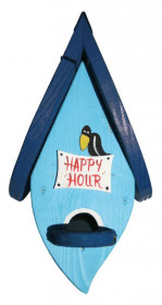 Dřevěná závěsná ptačí budka, Vogelvilla Happy Hour, světle modrá