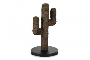 Dřevěné škrabadlo se sisálem, CACTUS, černé, 35 x 35 x 60 cm