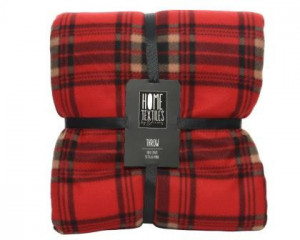 Flanelová deka, plyš, motiv tartan, rozměr 130 x 150 cm, červeno - černá