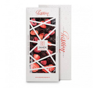 Hořká čokoláda Passion s jahodami, malinami, ostružinami a rybízem, Janek, 100 g