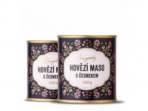 Hovězí maso s česnekem, Čongrády, plech, 300 g