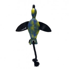 Hračka pro psy, kachna s lanem, modro - žlutá, 49 cm
