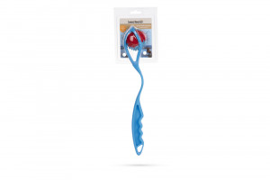 Hračka pro psy, míček s vrhačem, modro - červená, 40 cm