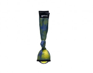 Hračka pro psy, tenisák s vrhačem, modro - žlutá, 29 cm