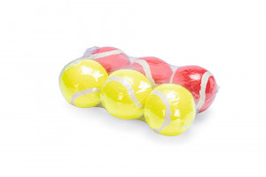 Hračka pro psy, tenisáky, červená a žlutá, 6 ks, průměr 6.5 cm