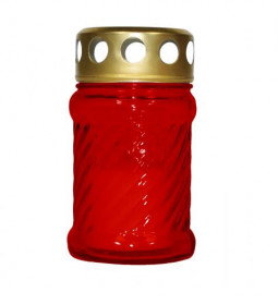 Hřbitovní svíčka s víčkem, 40 g, červená, doba hoření 10 hod.