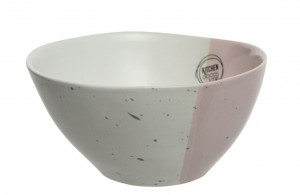 Keramická miska, motiv tečky, průměr 15 cm, bílo - růžová