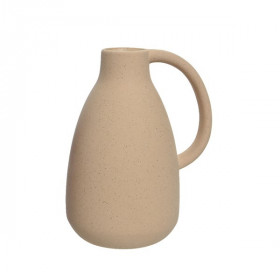 Keramická váza s uchem, výška 18 cm, písková