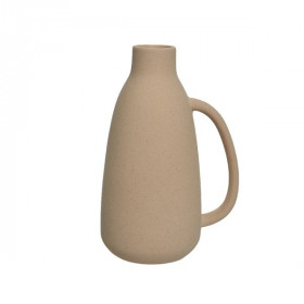 Keramická váza s uchem, výška 22 cm, písková