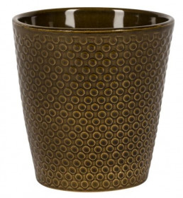 Keramický obal na květináč NDT COPENHAGEN BUBBLE, glazovaný, průměr 13 cm, hnědý