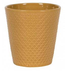Keramický obal na květináč NDT COPENHAGEN BUBBLE, glazovaný, průměr 13 cm, okrový