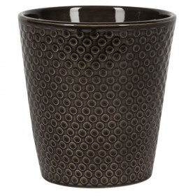 Keramický obal na květináč NDT COPENHAGEN BUBBLE, glazovaný, průměr 13 cm, tmavě hnědý