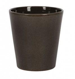 Keramický obal na květináč NDT COPENHAGEN, glazovaný, průměr 13 cm, tmavě hnědý