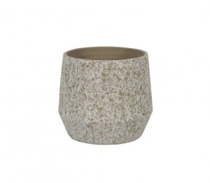 Keramický obal na květináč SPARTA, dekor kámen, průměr 14 cm, krémovo - hnědý