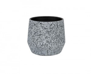 Keramický obal na květináč SPARTA, dekor kámen, průměr 14 cm, šedo - černý