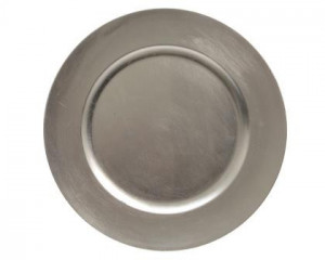 Kulatý talíř, plast, průměr 33 cm, stříbrný