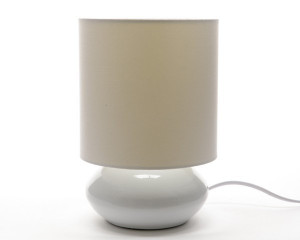 Lampa stolní kulatá, porcelán, průměr 15cm, výška 22.5cm, béžová