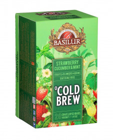 Ledový ovocný čaj, Basilur Cold Brew Strawberry, Cucumber and Mint, porcovaný s přebalem, 20 sáčků