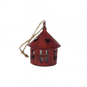 Lucerna kulatá svíticí, kov, LED, průměr 6cm, výška 8cm, červená