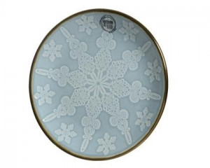 Mělký talíř, motiv vločky, průměr 19.5 cm, světle modrý