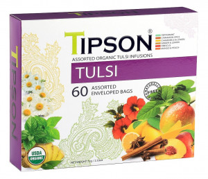 Mix bylinných čajů, Tipson Bio Tulsi Assorted, porcovaný, 60 sáčků