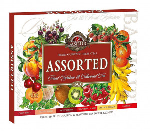 Mix čajů, Basilur Assorted Fruit and Flavoured Tea, porcovaný s přebalem, 30 sáčků