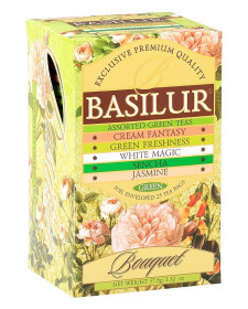 Mix zelených čajů, Basilur Green Bouquet Assorted, porcovaný s přebalem, 25 sáčků