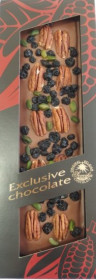Mléčná čokoláda, Severka Exclusive chocolate s pekany, pistáciemi a borůvkami, 135 g