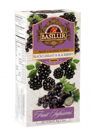 Ovocný čaj, Basilur Fruit Blackcurant and Blackberry, porcovaný bez přebalu, 25 sáčků